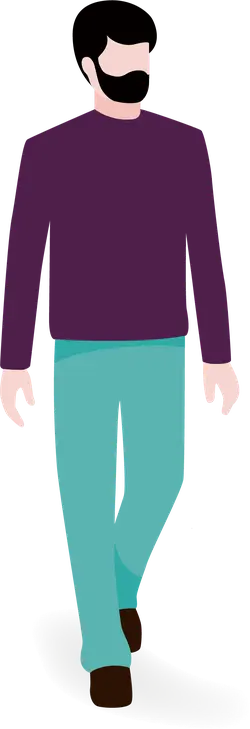 Man in Purple Top and Blue Pants - person - Transparent Layer PNG