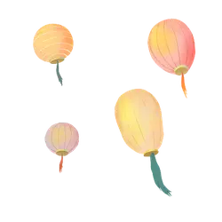 Colored Lanterns - night sky - No Watermark PNG