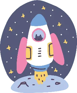 Cartoon Rocket - launch - space - Transparent Layer PNG