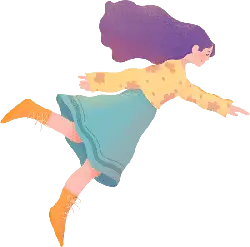 Purple Long-Haired Girl - flying - PNG
