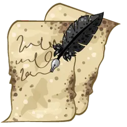 Quill and parchment - vintage - PNG