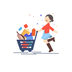 Girl Pushing Shopping Cart - happiness - Free Download PNG