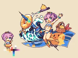 Pixel Art Summer Beach Girl - pixel art - Lossless PNG