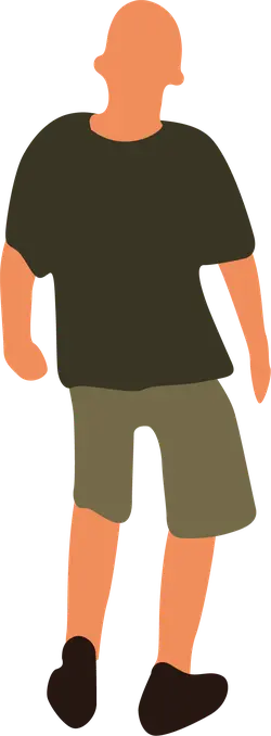 Man in Green T-shirt and Shorts - minimalist - Transparent Layer PNG