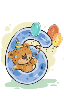 Bear on Number 6 - party - Free Download PNG