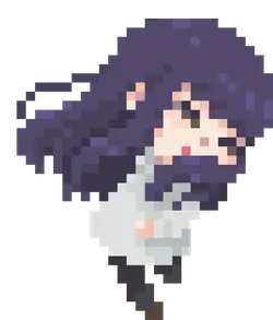 Purple-haired Girl - pixel art - anime style - Free PNG
