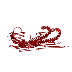 Dragon - red - cloud pattern - Transparent Layer PNG
