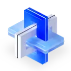 Blue Cubic Structure - modern - geometric shape - PNG
