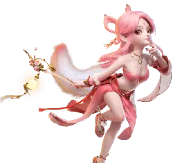 Pink Fox Fairy - wand - PNG