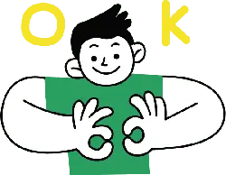 OK Gesture Cartoon Character - green - Transparent Background PNG