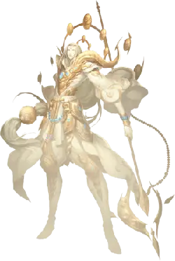 Warrior in White Robe and Golden Armor - golden - No Background PNG
