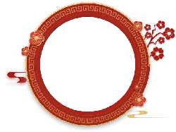 Circular Decoration Frame - red - Transparent Background PNG