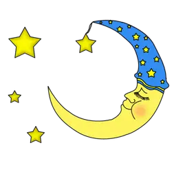 Moon with Hat - stars - Free Download PNG