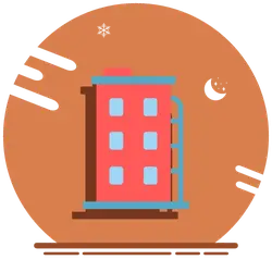 Red Building - night - PNG