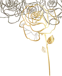 Gold Line Rose - line - No Background PNG