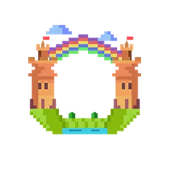 Rainbow Castle - pixel art - High Resolution PNG
