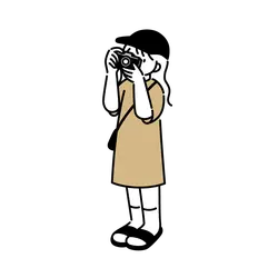Girl with Camera - simple - No Background PNG