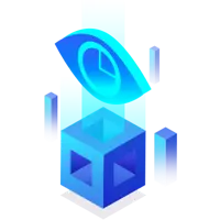 Blue Cube and Eye Pattern - geometric shape - Lossless PNG