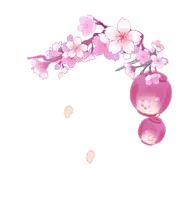 Pink Cherry Blossoms and Lanterns - holiday - Transparent Layer PNG