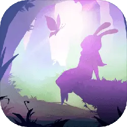 Rabbit and Butterfly - forest - Transparent Background PNG