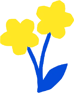 Two Flowers - simple - blue - Free Download PNG