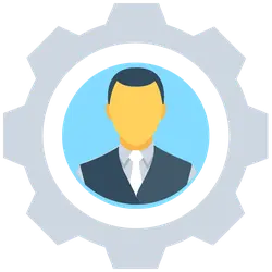 Businessman in Gear - icon - No Background PNG