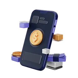 Gold Coins on Phone - phone - PNG Images