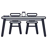 Minimalist Dining Set - black and white - Lossless PNG
