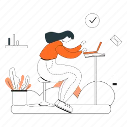 Office Scene Illustration - minimalism - Free PNG