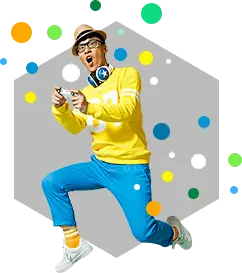 energetic young man - colorful - Transparent Layer PNG
