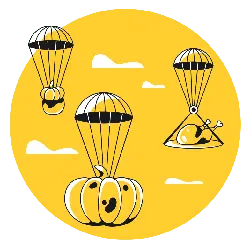 Parachute Pumpkin and Chicken - humorous - PNG Images