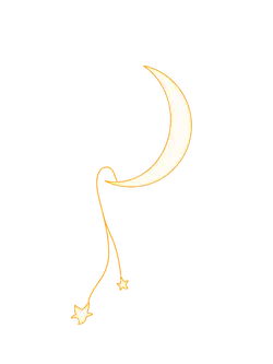 Crescent Moon and Stars - line art - High Resolution PNG