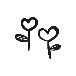 Heart Flowers - black - No Watermark PNG
