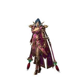 Purple Gold Warrior - female - Transparent Background PNG