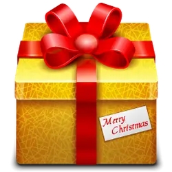 Christmas Gift Box - gift - yellow wrapping paper - Lossless PNG