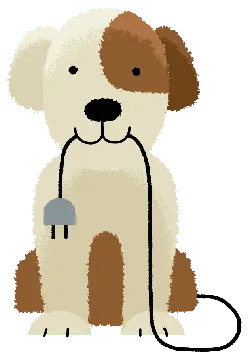 Dog with Plug in Mouth - illustration - PNG