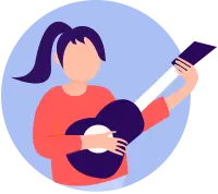 Girl Playing Guitar - comic - PNG Images