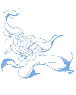 Blue Line Character - line art - No Watermark PNG