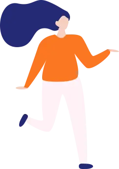 Girl in Orange Top and White Pants - illustration - PNG