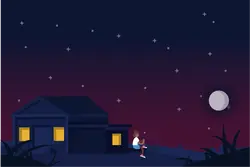 Night House and Moon - moon - No Background PNG