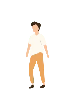 Cartoon Character in White T-shirt and Yellow Pants - illustration - High Resolution PNG