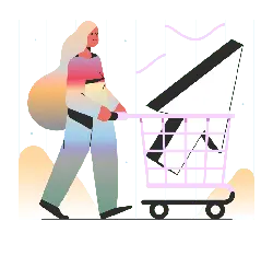 Girl with Shopping Cart - shopping cart - Transparent Background PNG