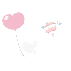 Heart-shaped Balloon and Hot Air Balloon - flying object - Free PNG
