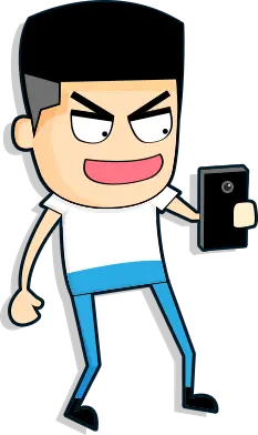Cartoon Character with Phone - Popular Download PNG