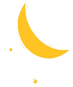 Crescent Moon and Stars - night sky - yellow - Transparent Background PNG