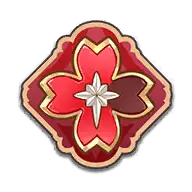 Red Four-Petal Flower Badge - red - High Resolution PNG