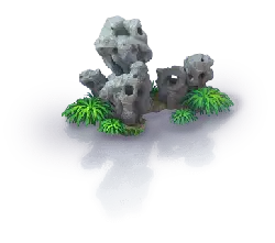 Rock and Plant Landscape - gray - No Background PNG