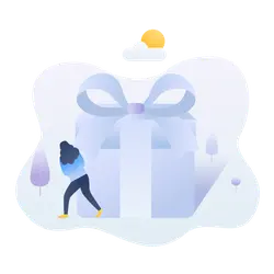 Girl Pushing a Gift - gift - Free Download PNG
