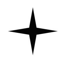 Four-pointed star - symmetrical - black - Transparent Background PNG