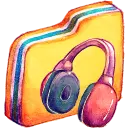 Folder and Headphones Icon - icon - Transparent Background PNG